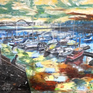 Safe Harbor-Yaquina Dusk 3 - Patti Boehly Oil Painting